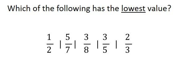 CCAT test sample question about fractions.